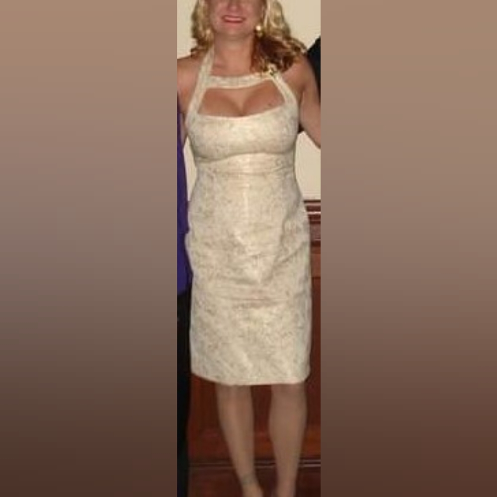 David Meister Gold Brocade Cocktail Dress
